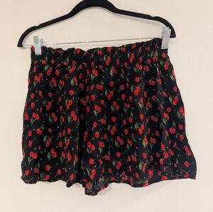 EUC Black Cherry Print Flowy Shorts